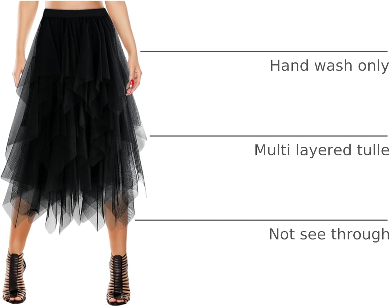 Amazon.com: Women's Tulle Skirt A-Line High Low Asymmetrical